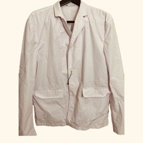 NWOT ZARA Men Jacket Blazer Light Pink Pockets Suit Relaxed Fit USA Size 38 - Picture 1 of 9